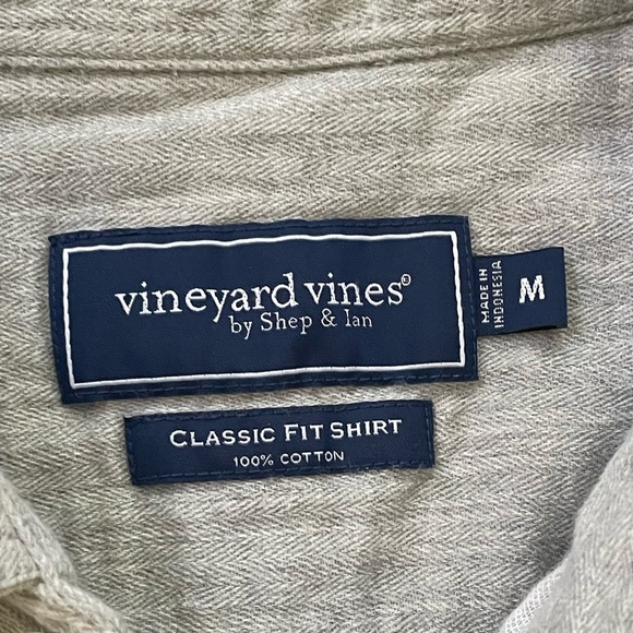 Vineyard Vines Double Cloth Shirt Button Up Gray Long Sleeve Men  Size M Cotton - Picture 3 of 10